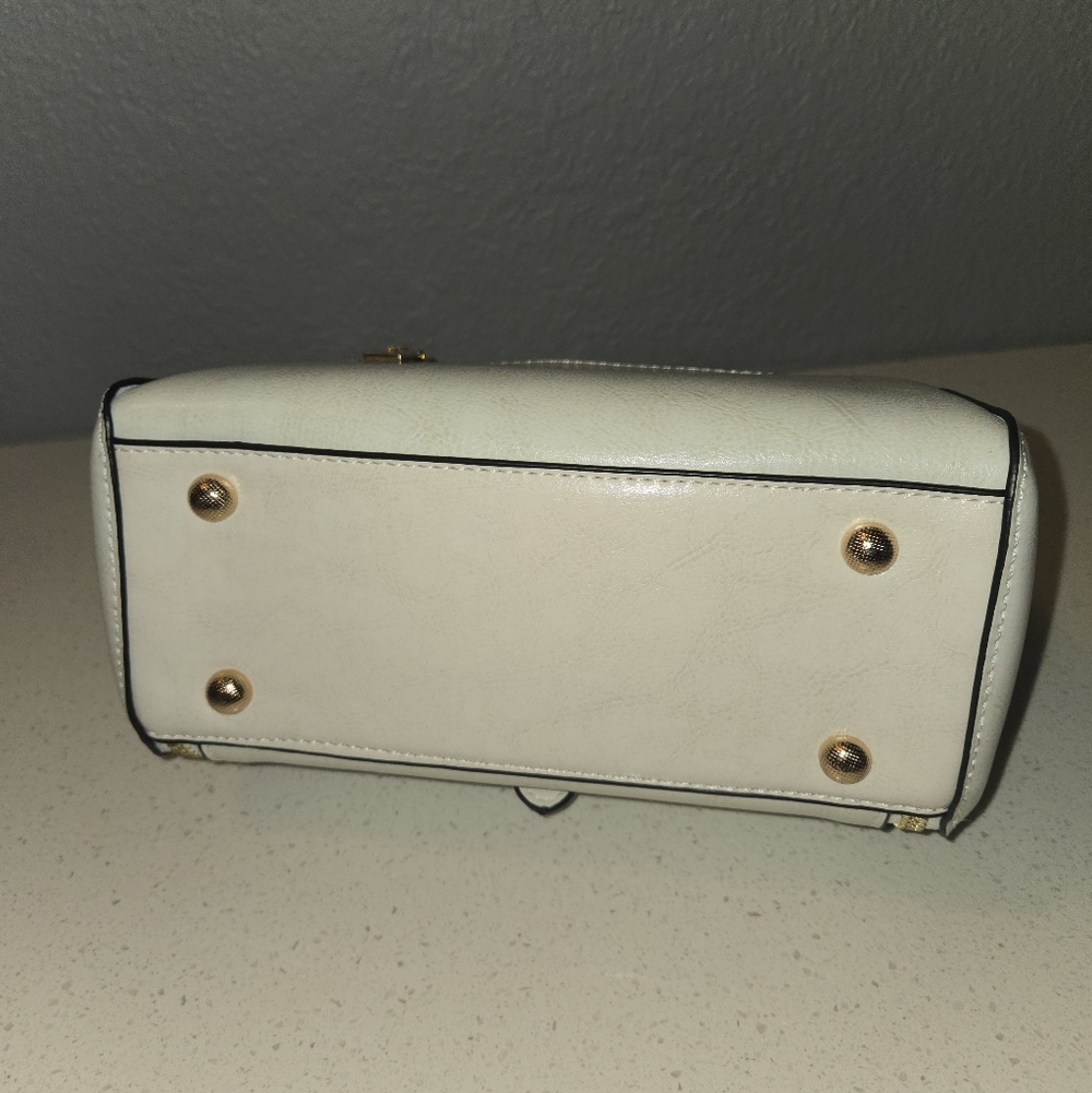 White Top-Handle Crossbody Bag with Gold Hardware - Picture 7 of 11